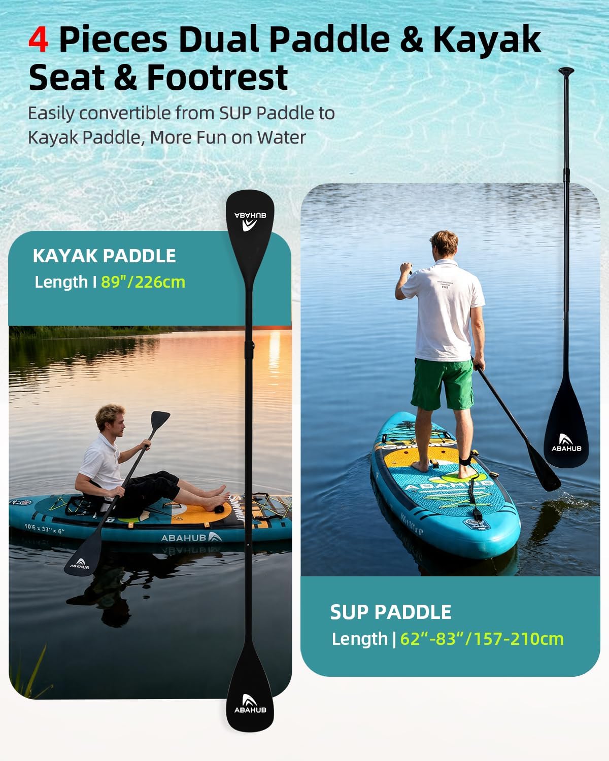 Wide 10.6ft x 31/34in Inflatab - đánh giá và giá Fishing Kayak Paddle
