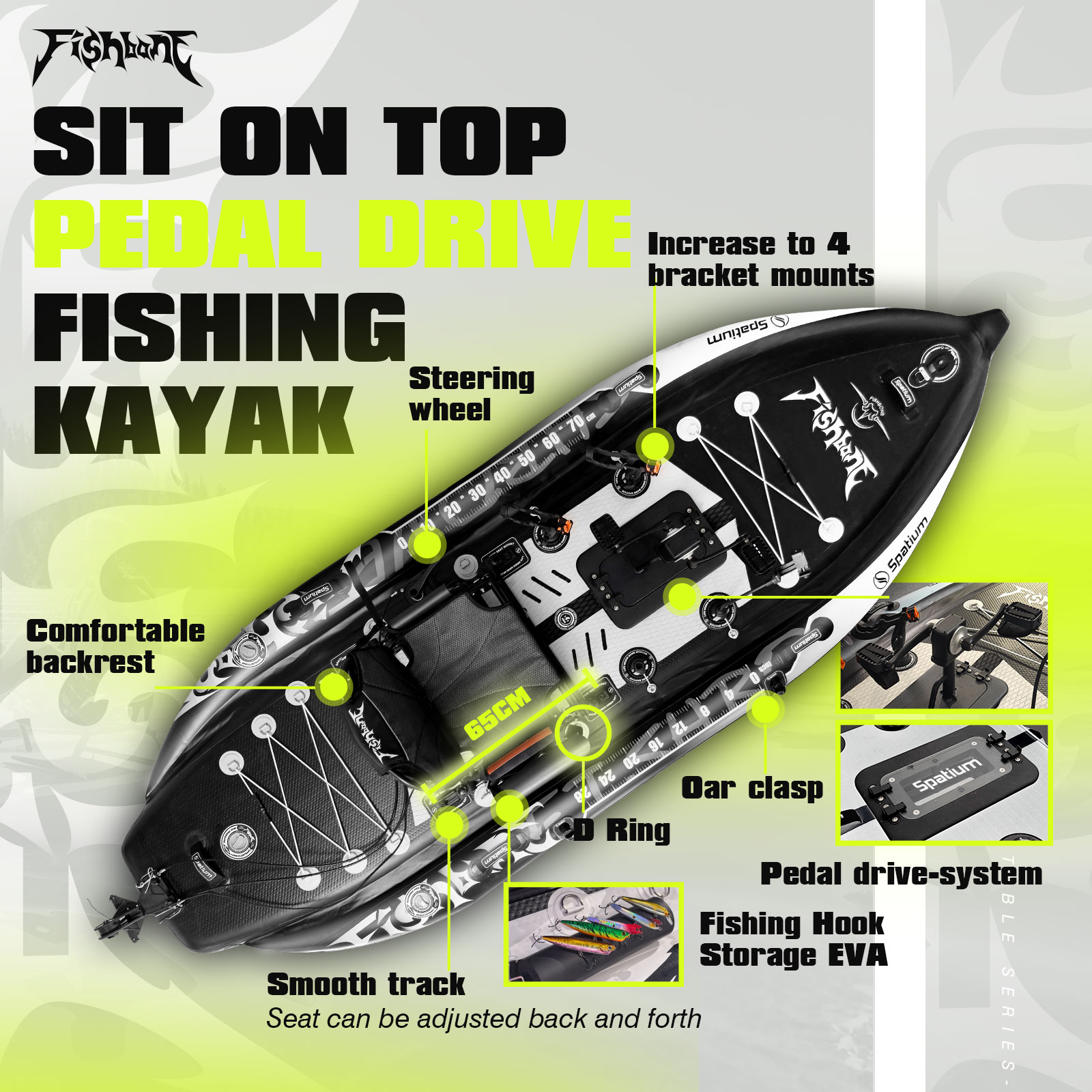Spatium Fishing Kayak Boat Ped - đánh giá và giá Fishing Kayak Sit In