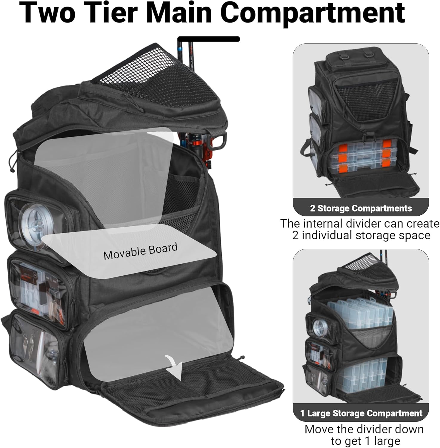 40L Fishing Backpack Tackle Bo - đánh giá và giá Fishing Kayak Crate